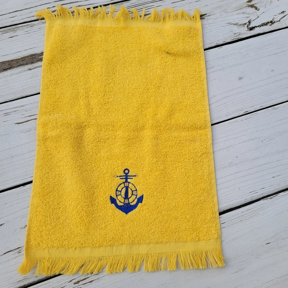 Vintage Avanti Yellow Nautical Hand Tip Towel NOS/NWT